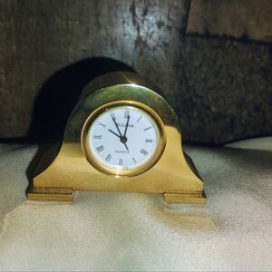Bulova Miniature Clock Lapetite B0501 Solid Brass Vintage 1988